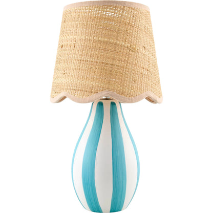 Melbu Accent Table Lamp by Livabliss in hand painted. Made from ceramic, seagrass, polyester in a unique style.