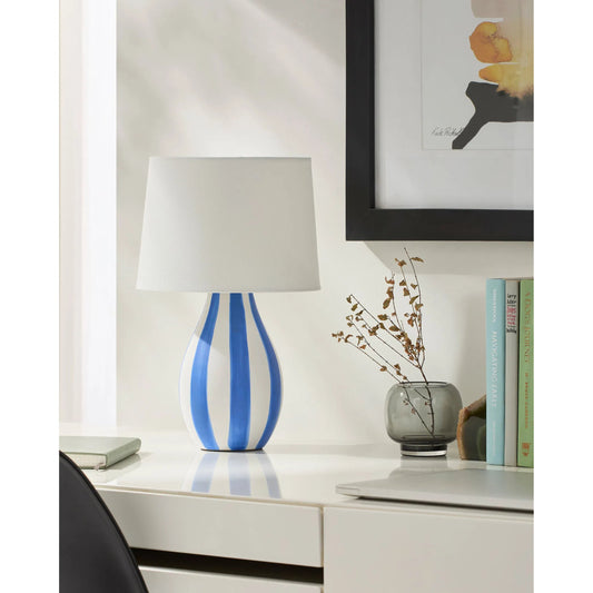 Melbu Accent Table Lamp by Livabliss in hand painted. Made from ceramic, linen, polyester in a eclectic & global style.