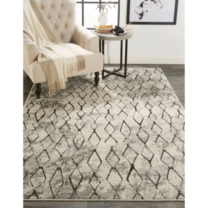 Kano Transitional Diamond Rug - 3872F by Feizy in ivory, gray, taupe. Made from polypropylene, polyester in a unique style.