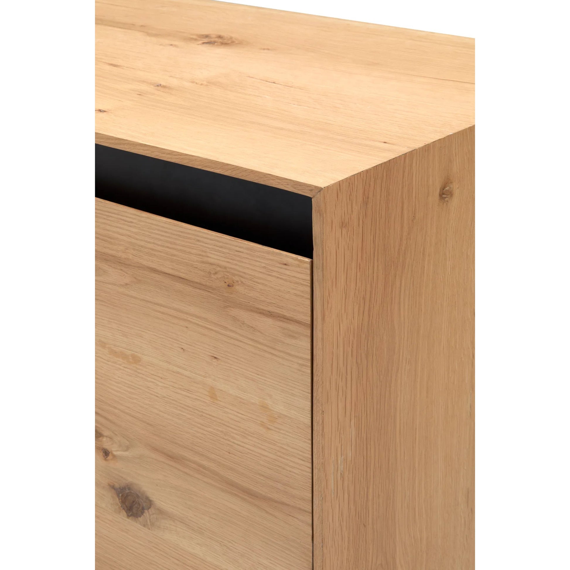 Molander Sideboard - 530945 by Surya in top: clear, black, base: black and powder coatednaturalpowder coated. Made from oak veneer, steel in a modern style.