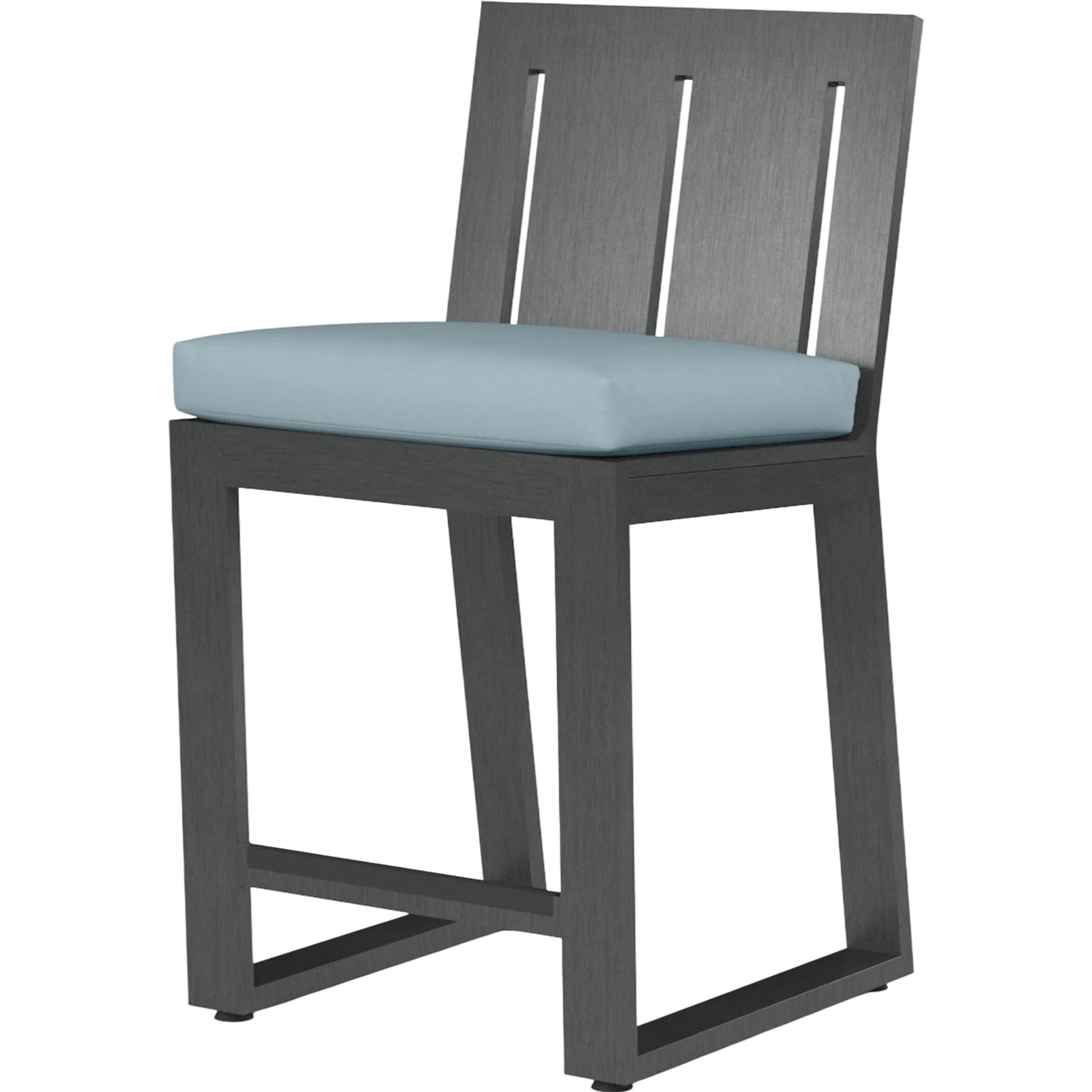 Redondo Outdoor Barstool by Sunset West in grays. Made from aluminum in a modern style.