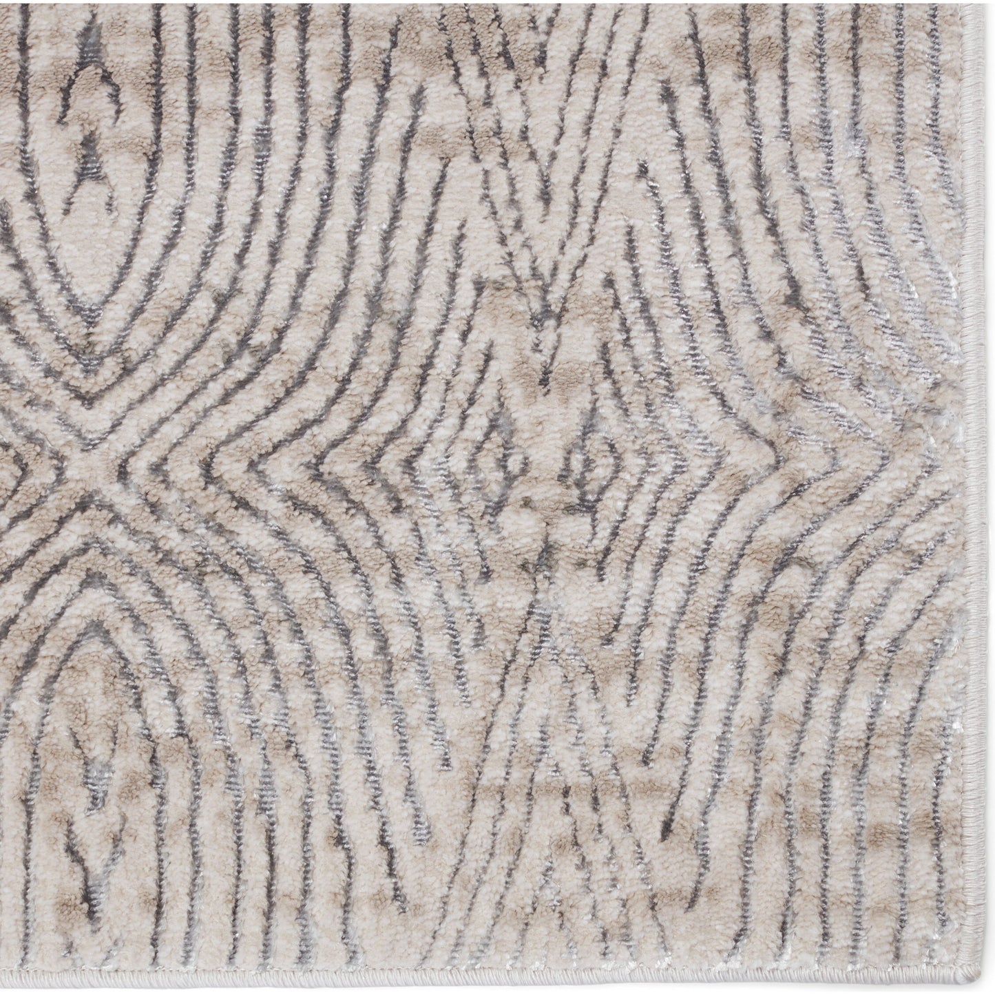 005 SI-1781890,SI-1781891,SI-1781892,SI-1781893,SI-1781894,SI-2386301 | Closeup | Malilla by Nikki Chu MLI05 Rug by Jaipur Living in cream, gray. Made from 65% polyester 35% polypropylene in a unique style.