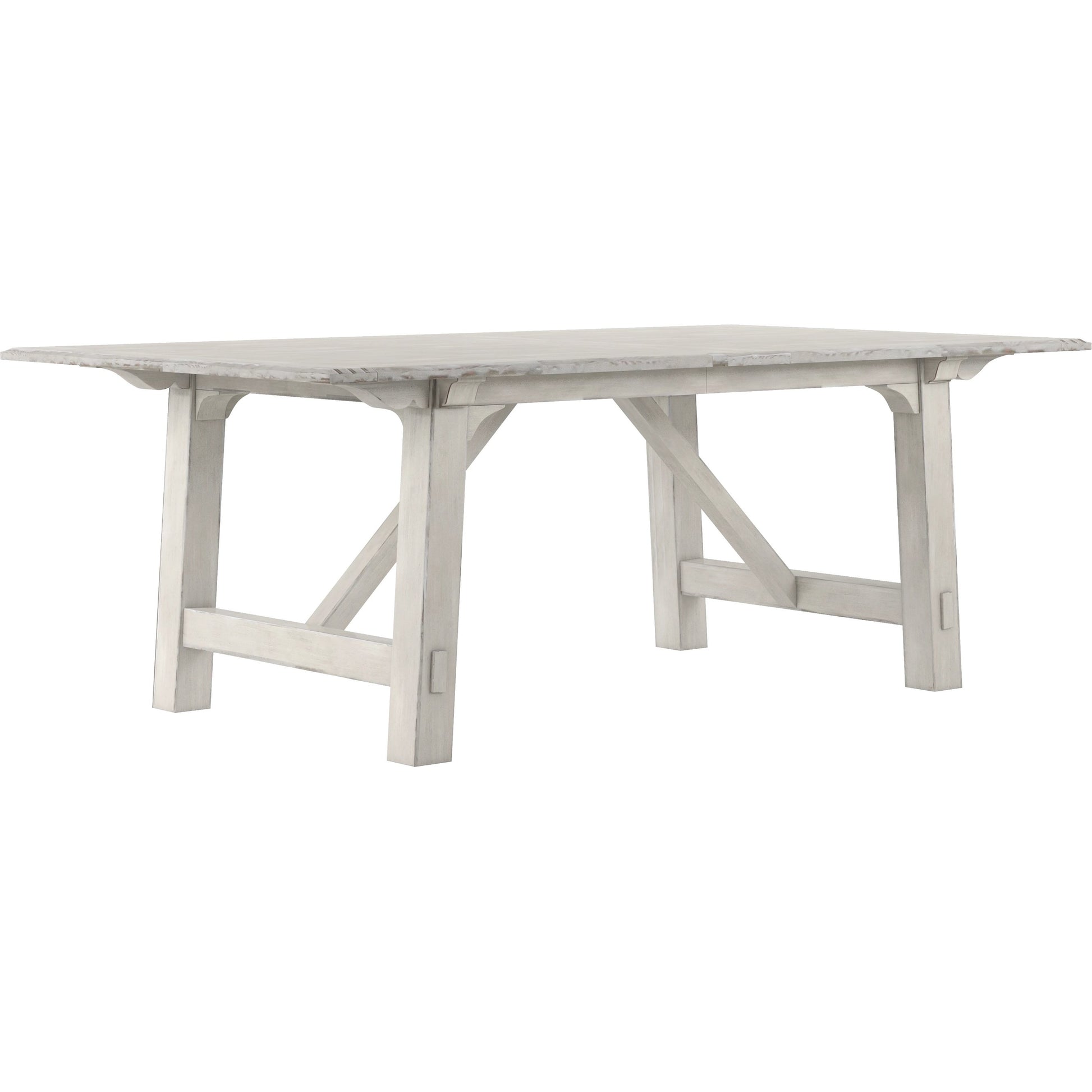 Alcove Trestle Dining Table by A.R.T. Furniture in belgian ivory. Made from acacia solids, maple veneers in a modern style.