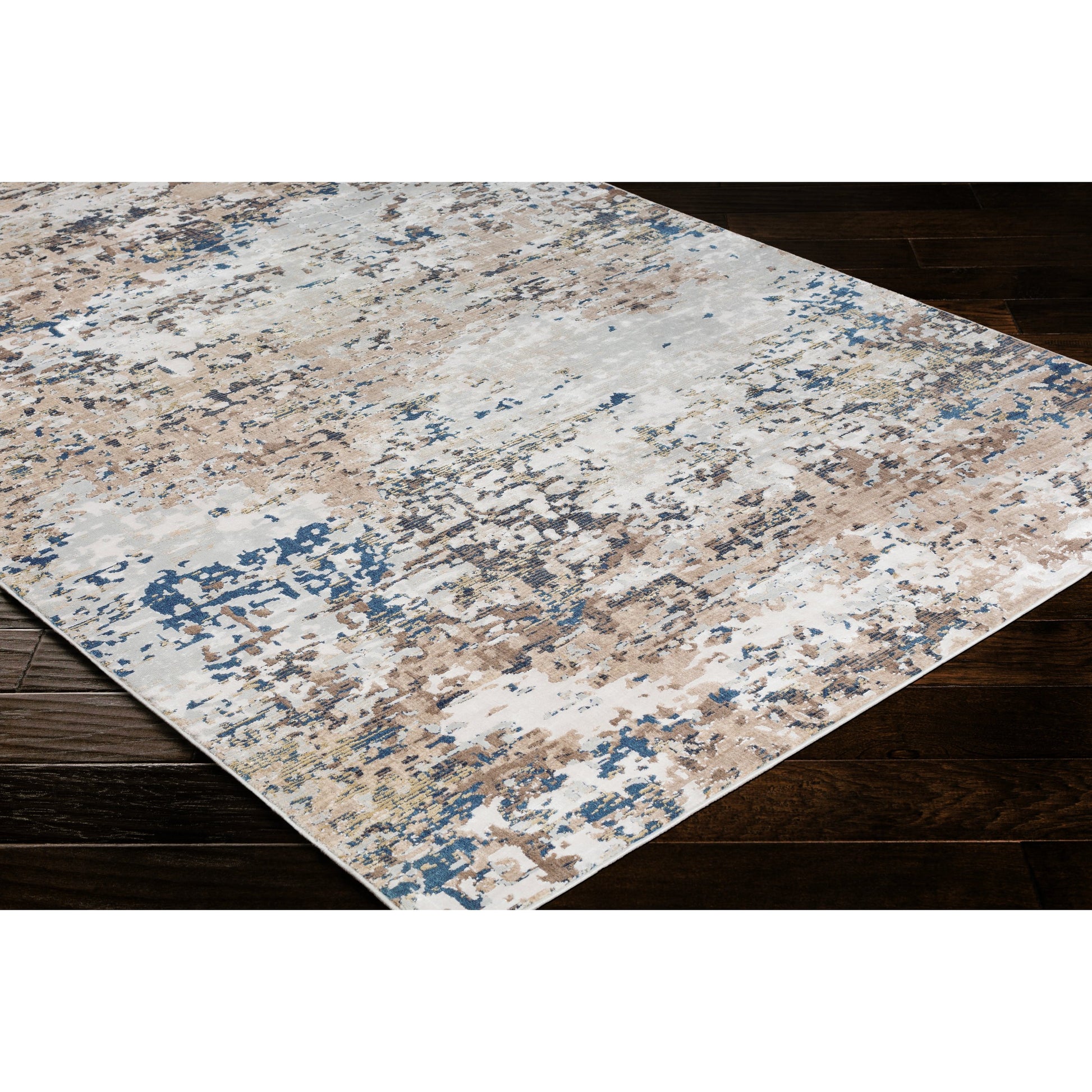 Milano Rug - 23245 by Livabliss in light gray, slate, mustard, off-white, charcoal, gray. Made from 60% viscose, 40% polyester in a unique style.