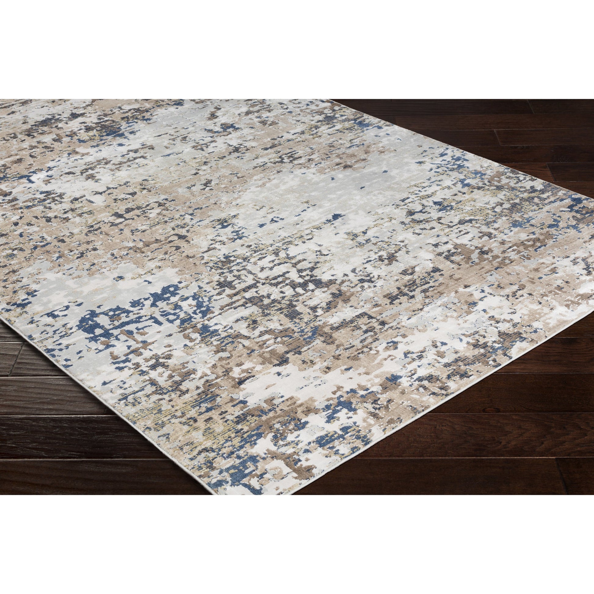 Milano Rug - 23245 by Livabliss in light gray, slate, mustard, off-white, charcoal, gray. Made from 60% viscose, 40% polyester in a unique style.