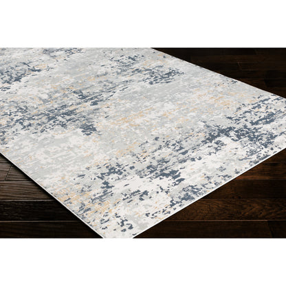 Milano Rug - 23245 by Livabliss in light gray, slate, mustard, off-white, charcoal, gray. Made from 60% viscose, 40% polyester in a unique style.