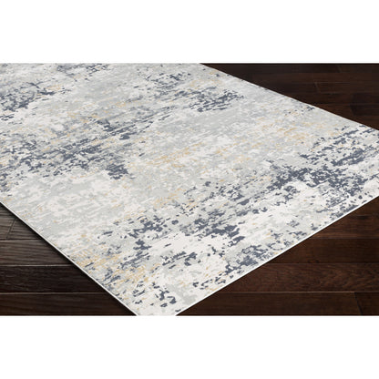 Milano Rug - 23245 by Livabliss in light gray, slate, mustard, off-white, charcoal, gray. Made from 60% viscose, 40% polyester in a unique style.