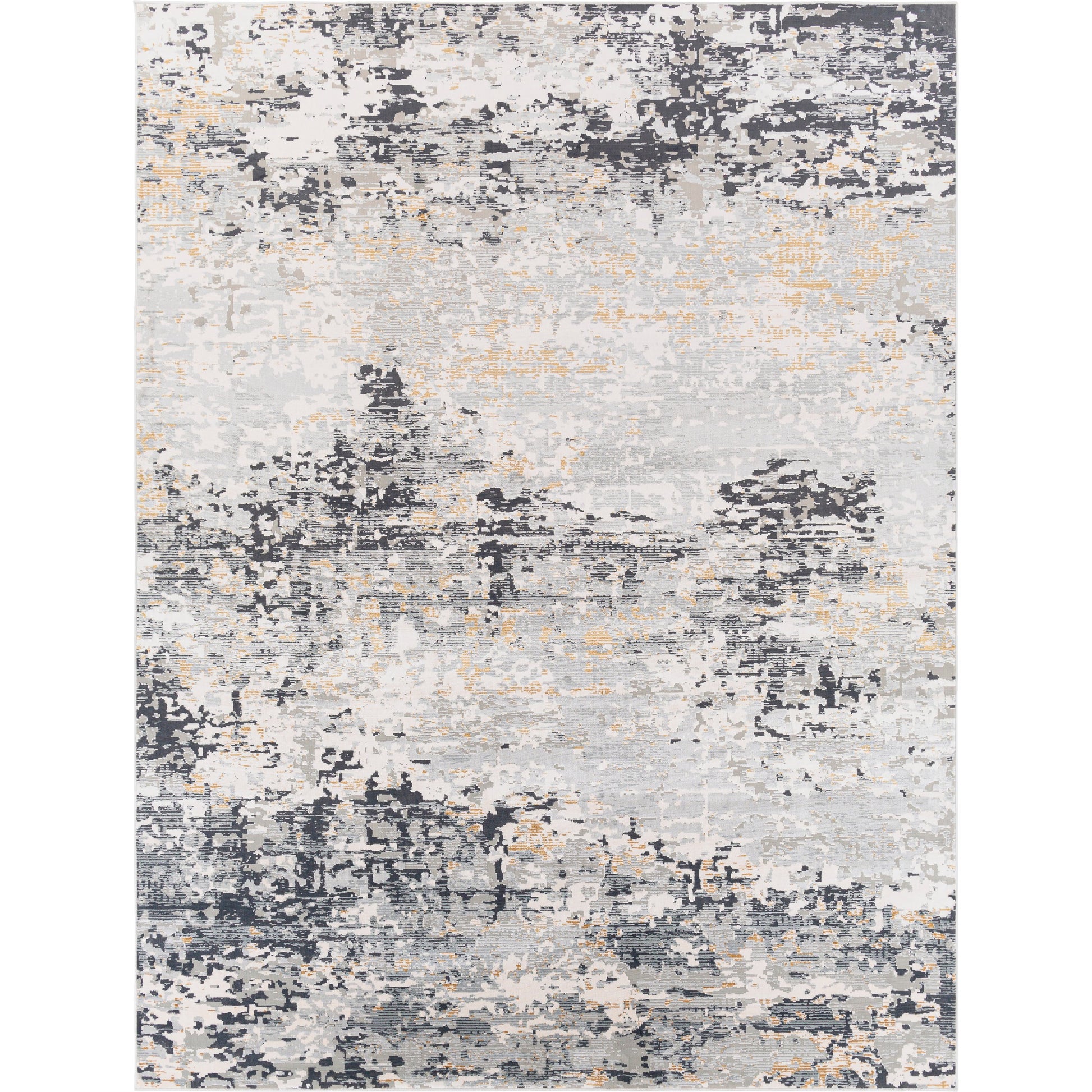 Milano Rug - 23245 by Livabliss in light gray, slate, mustard, off-white, charcoal, gray. Made from 60% viscose, 40% polyester in a unique style.