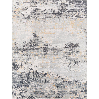 Milano Rug - 23245 by Livabliss in light gray, slate, mustard, off-white, charcoal, gray. Made from 60% viscose, 40% polyester in a unique style.