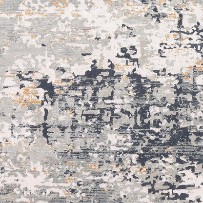 Milano Rug - 23245 by Livabliss in light gray, slate, mustard, off-white, charcoal, gray. Made from 60% viscose, 40% polyester in a unique style.