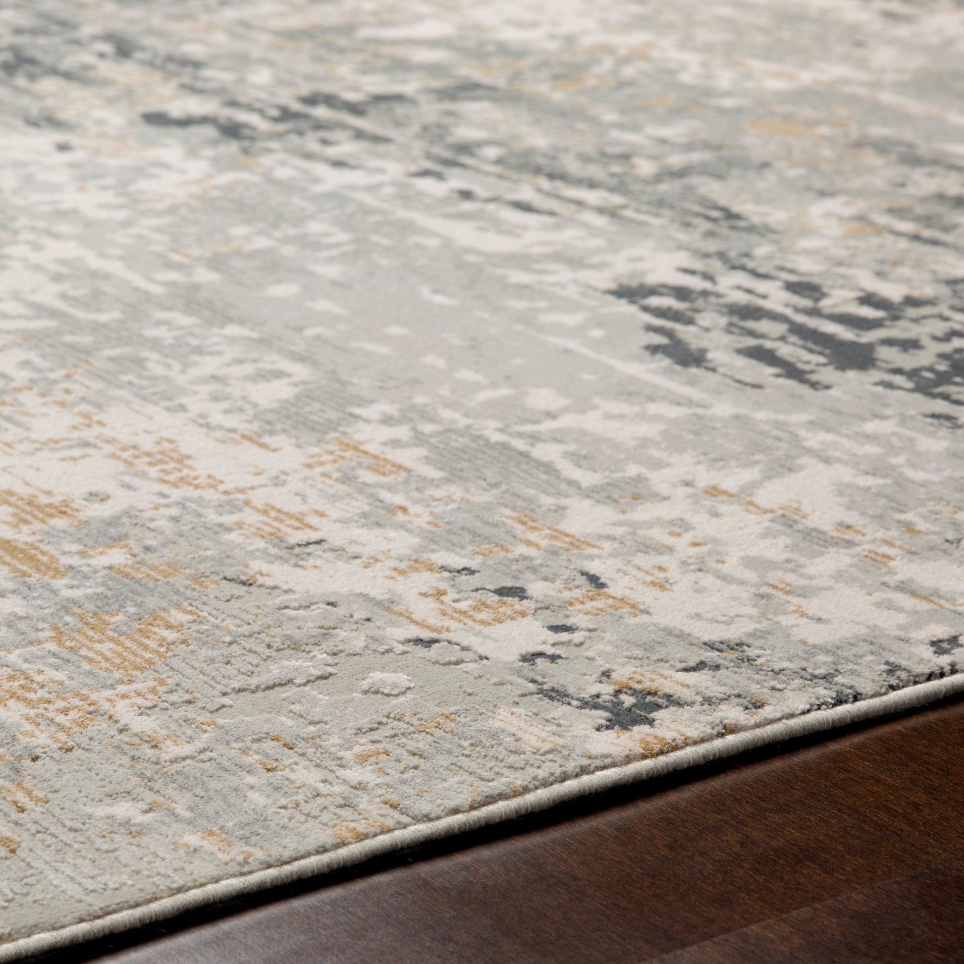 Milano Rug - 23245 by Livabliss in light gray, slate, mustard, off-white, charcoal, gray. Made from 60% viscose, 40% polyester in a unique style.