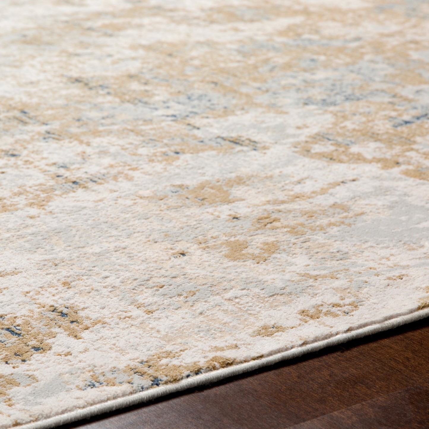 000 102333-43538,102333-43540 | Closeup | Milano MLN-2302 Rug by Livabliss in light gray, mustard, oatmeal, dark blue, off-white. Made from 60% viscose, 40% polyester in a unique style.