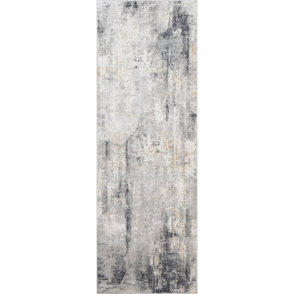 Milano Rug - 23249 by Livabliss in light gray, slate, mustard, off-white, charcoal, gray. Made from 60% viscose, 40% polyester in a unique style.