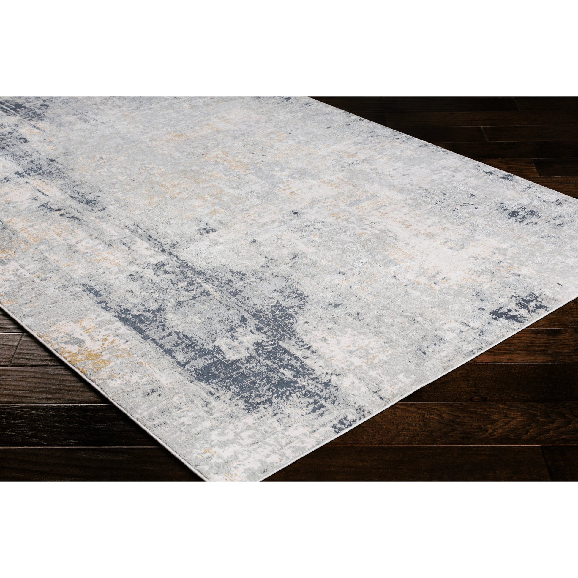 Milano Rug - 23249 by Livabliss in light gray, slate, mustard, off-white, charcoal, gray. Made from 60% viscose, 40% polyester in a unique style.