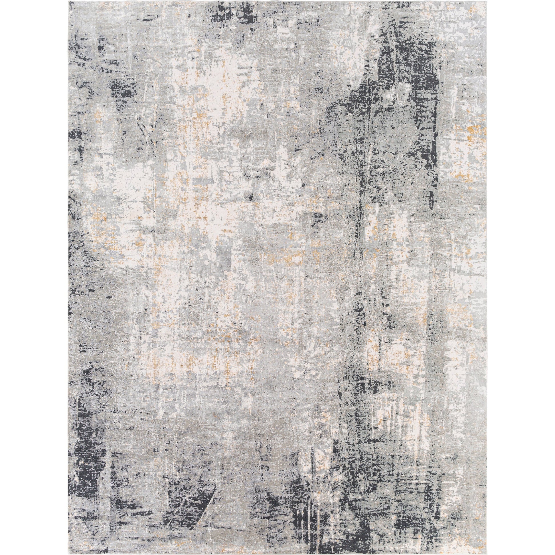 Milano Rug - 23249 by Livabliss in light gray, slate, mustard, off-white, charcoal, gray. Made from 60% viscose, 40% polyester in a unique style.