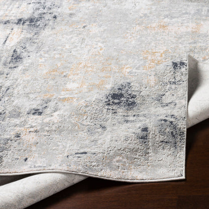 Milano Rug - 23249 by Livabliss in light gray, slate, mustard, off-white, charcoal, gray. Made from 60% viscose, 40% polyester in a unique style.