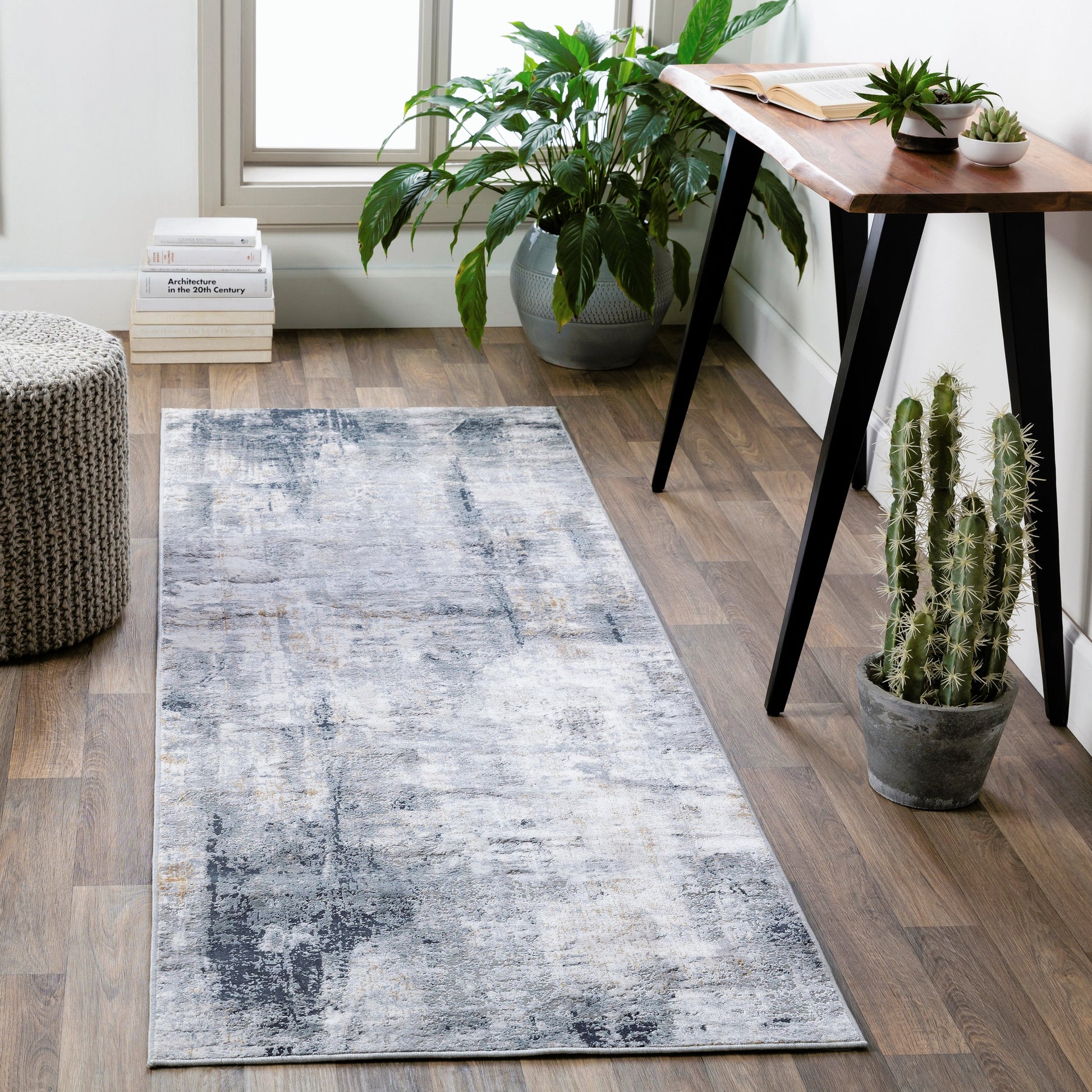 Milano Rug - 23249 by Livabliss in light gray, slate, mustard, off-white, charcoal, gray. Made from 60% viscose, 40% polyester in a unique style.