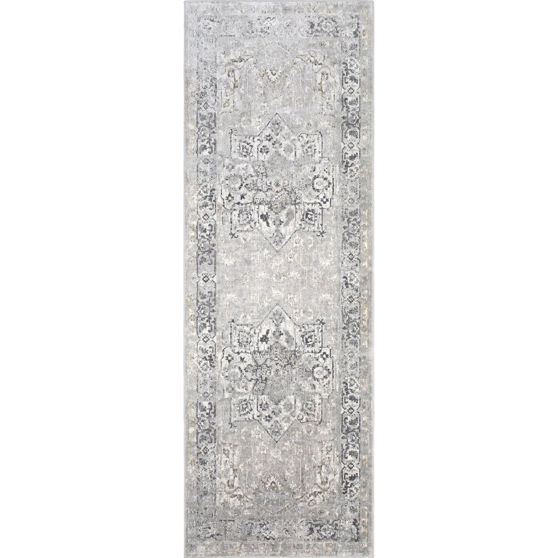 Milano Rug - 23250 by Livabliss in light gray, gray, off-white, mustard, charcoal. Made from 60% viscose, 40% polyester in a unique style.