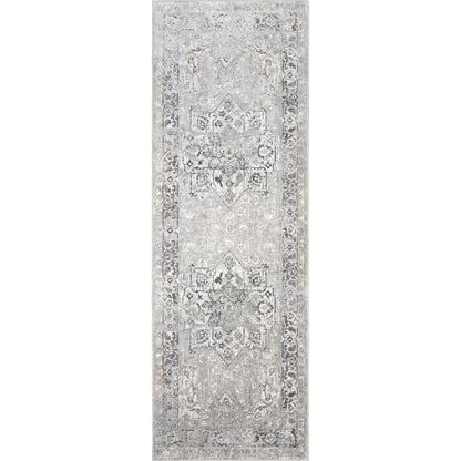 Milano Rug - 23250 by Livabliss in light gray, gray, off-white, mustard, charcoal. Made from 60% viscose, 40% polyester in a unique style.