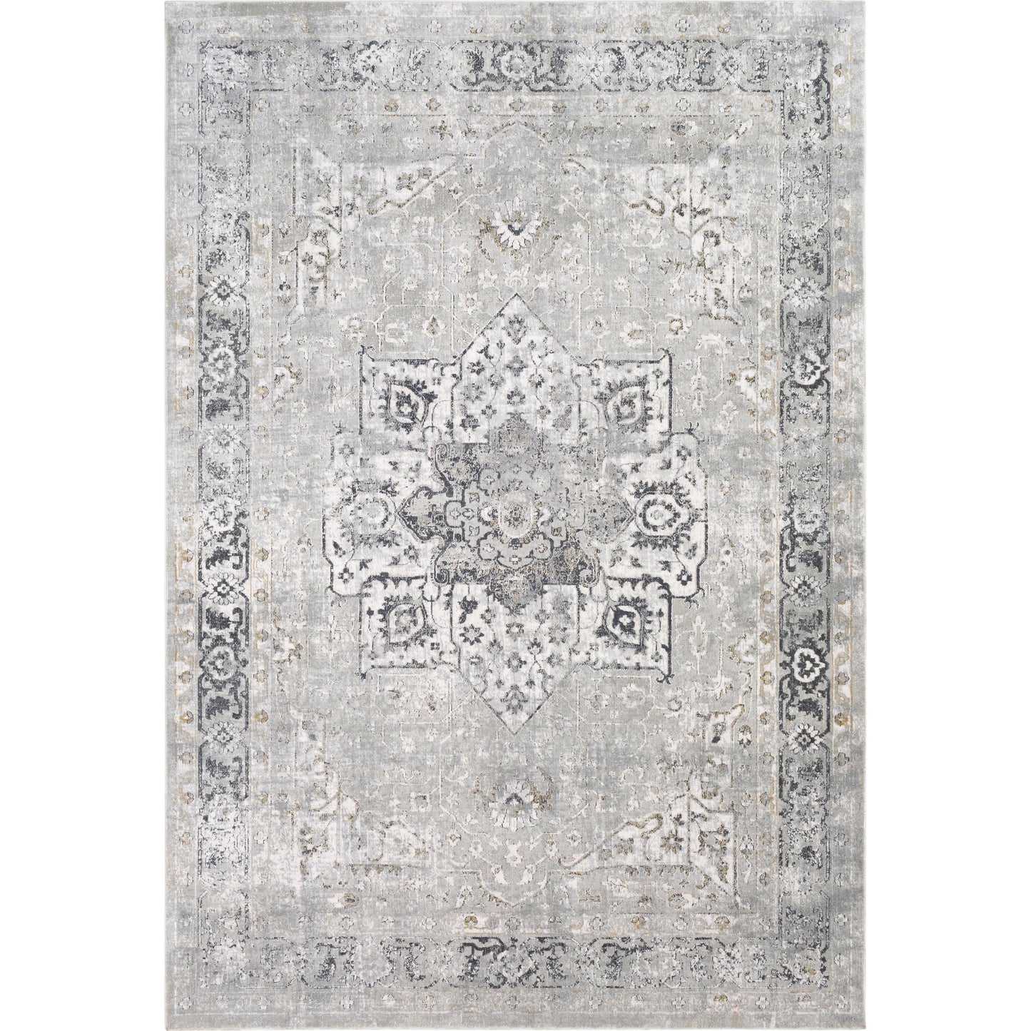 001 102336-43540 | Primary Silo | Milano Rug - 23250 by Livabliss in light gray, gray, off-white, mustard, charcoal. Made from 60% viscose, 40% polyester in a unique style.