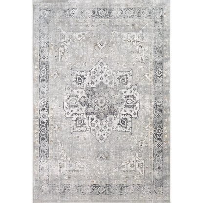 Milano Rug - 23250 by Livabliss in light gray, gray, off-white, mustard, charcoal. Made from 60% viscose, 40% polyester in a unique style.