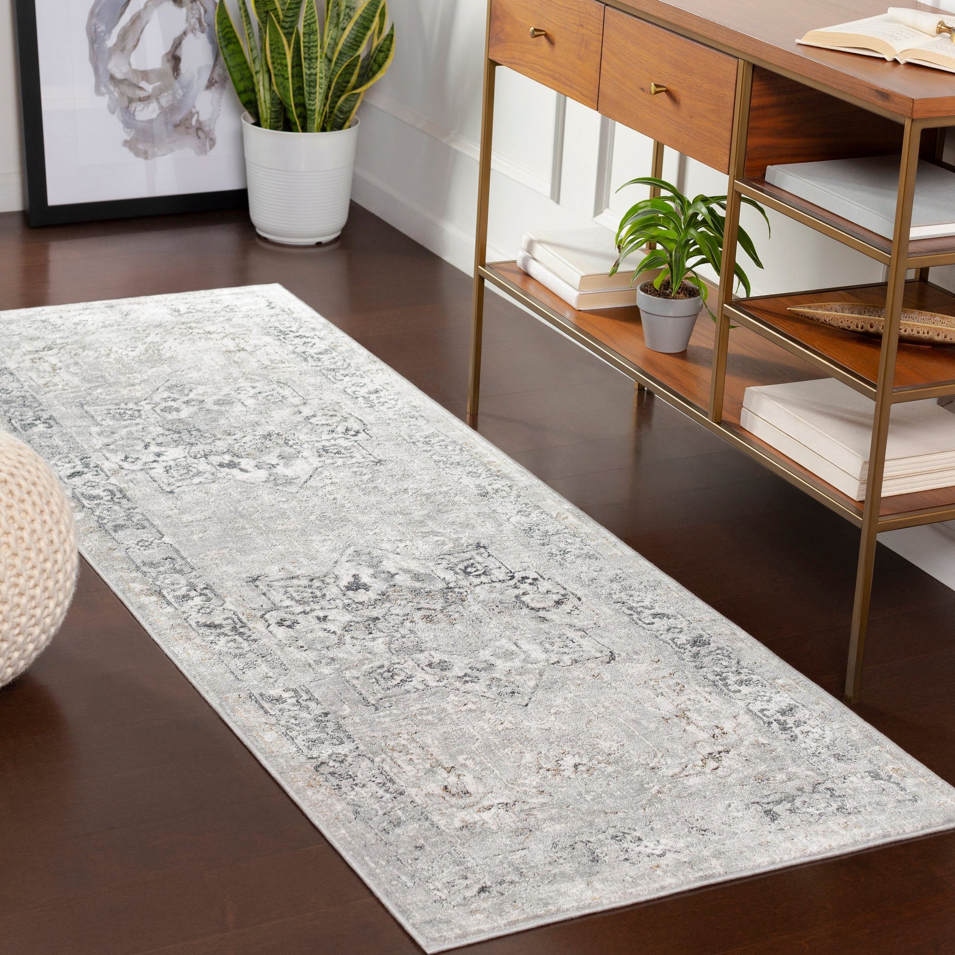 Milano Rug - 23250 by Livabliss in light gray, gray, off-white, mustard, charcoal. Made from 60% viscose, 40% polyester in a unique style.