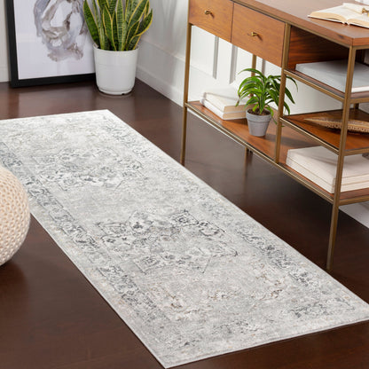 Milano Rug - 23250 by Livabliss in light gray, gray, off-white, mustard, charcoal. Made from 60% viscose, 40% polyester in a unique style.