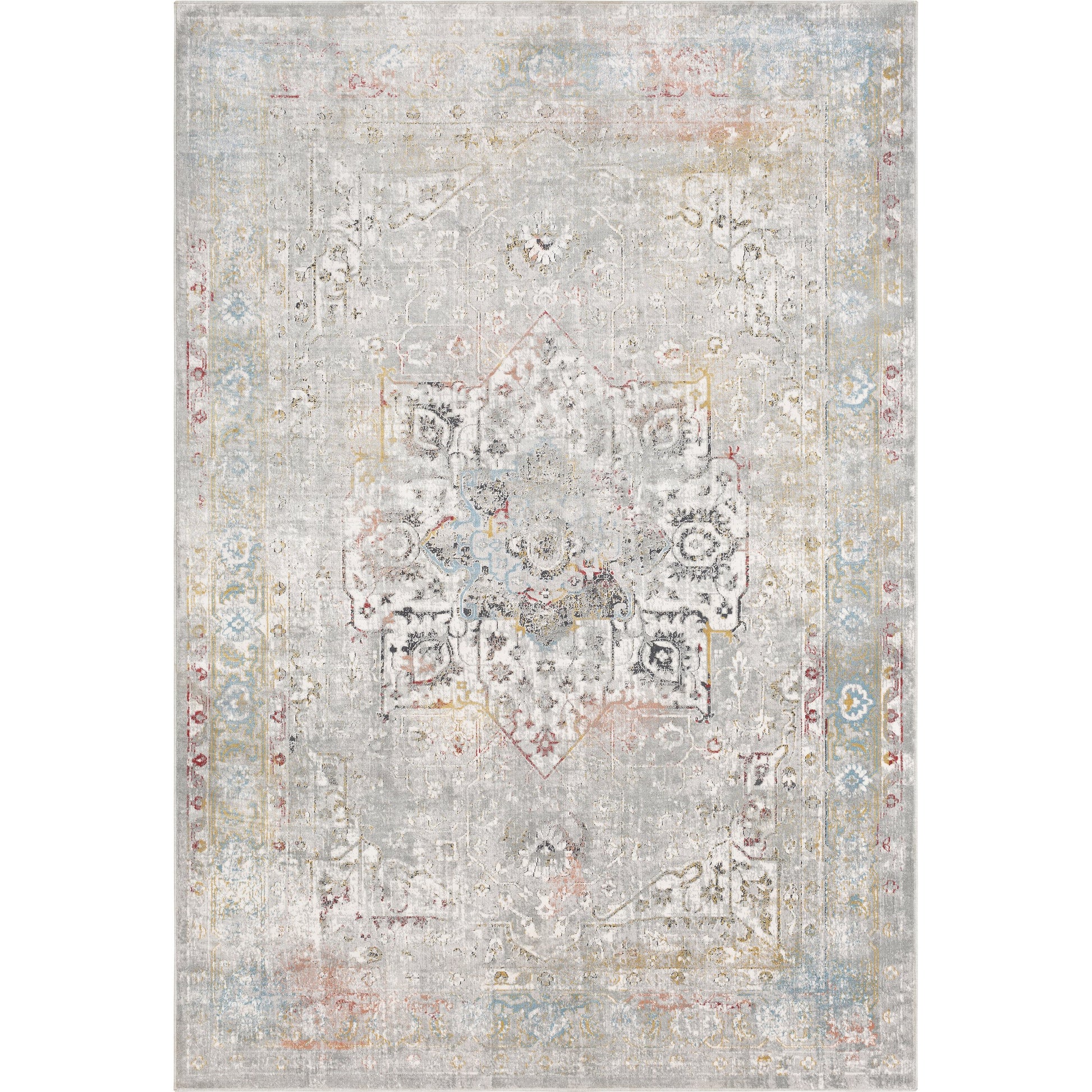 Milano Rug - 23250 by Livabliss in light gray, gray, off-white, mustard, charcoal. Made from 60% viscose, 40% polyester in a unique style.