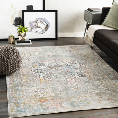 Milano Rug - 23250 by Livabliss in light gray, gray, off-white, mustard, charcoal. Made from 60% viscose, 40% polyester in a unique style.