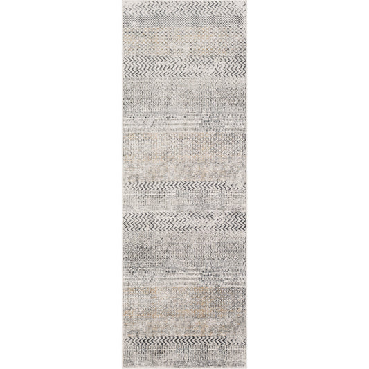 Milano Rug - 23736 by Livabliss in light gray, charcoal, gray, mustard, off-white. Made from 60% viscose, 40% polyester in a unique style.