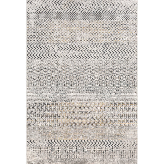 Milano Rug - 23736 by Livabliss in light gray, charcoal, gray, mustard, off-white. Made from 60% viscose, 40% polyester in a unique style.