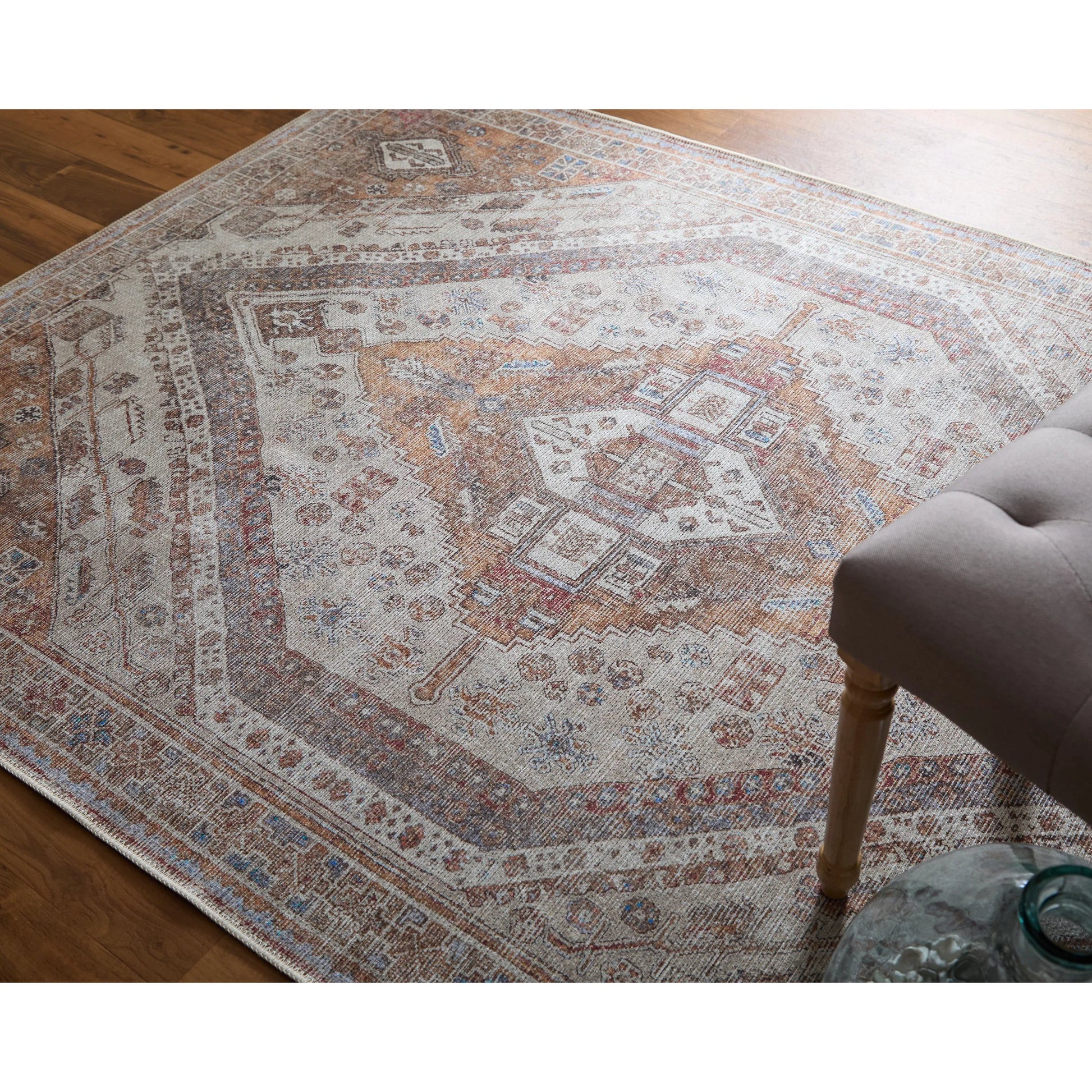 Percy Transitional Rug - 39ANF by Feizy in ivory, orange, brown. Made from polyester in a unique style.