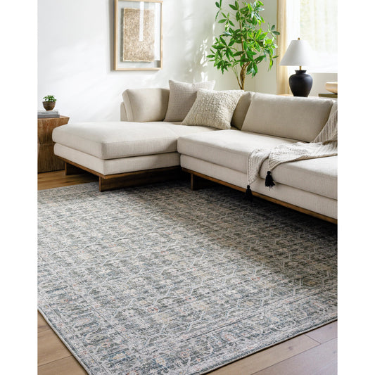 Marlon Rug - 497289 by Livabliss in slate, blue, light beige, olive, dusty coral. Made from face: 100% polyester, warp: 100% cotton in a unique style.