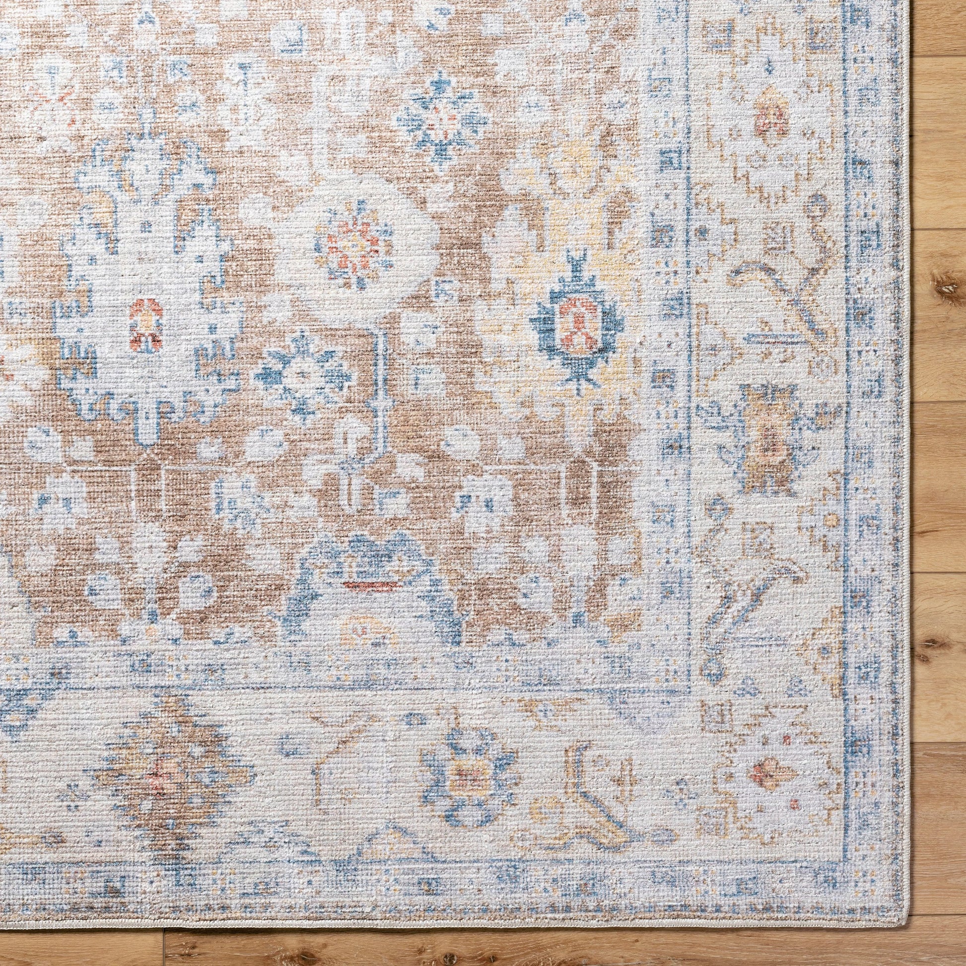 Marlon Rug - 526210 by Livabliss in mustard, beige, denim, dark blue, light gray, wheat. Made from face: 100% polyester, warp: 100% cotton in a unique style.