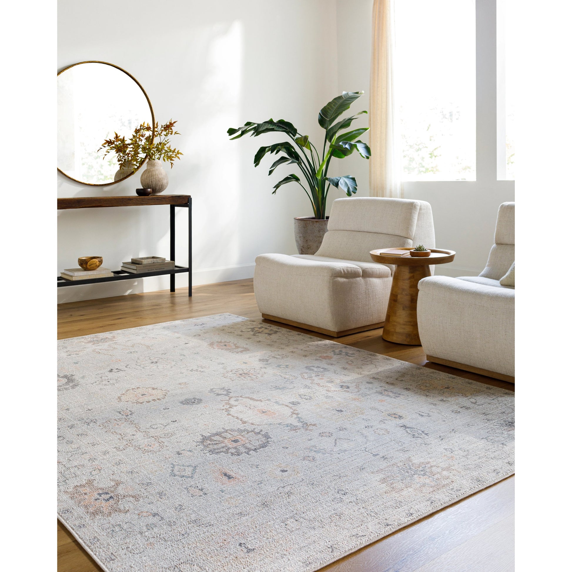 Marlon Rug - 526221 by Livabliss in light slate, gray, tan, medium brown, dusty pink. Made from face: 100% polyester, warp: 100% cotton in a unique style.