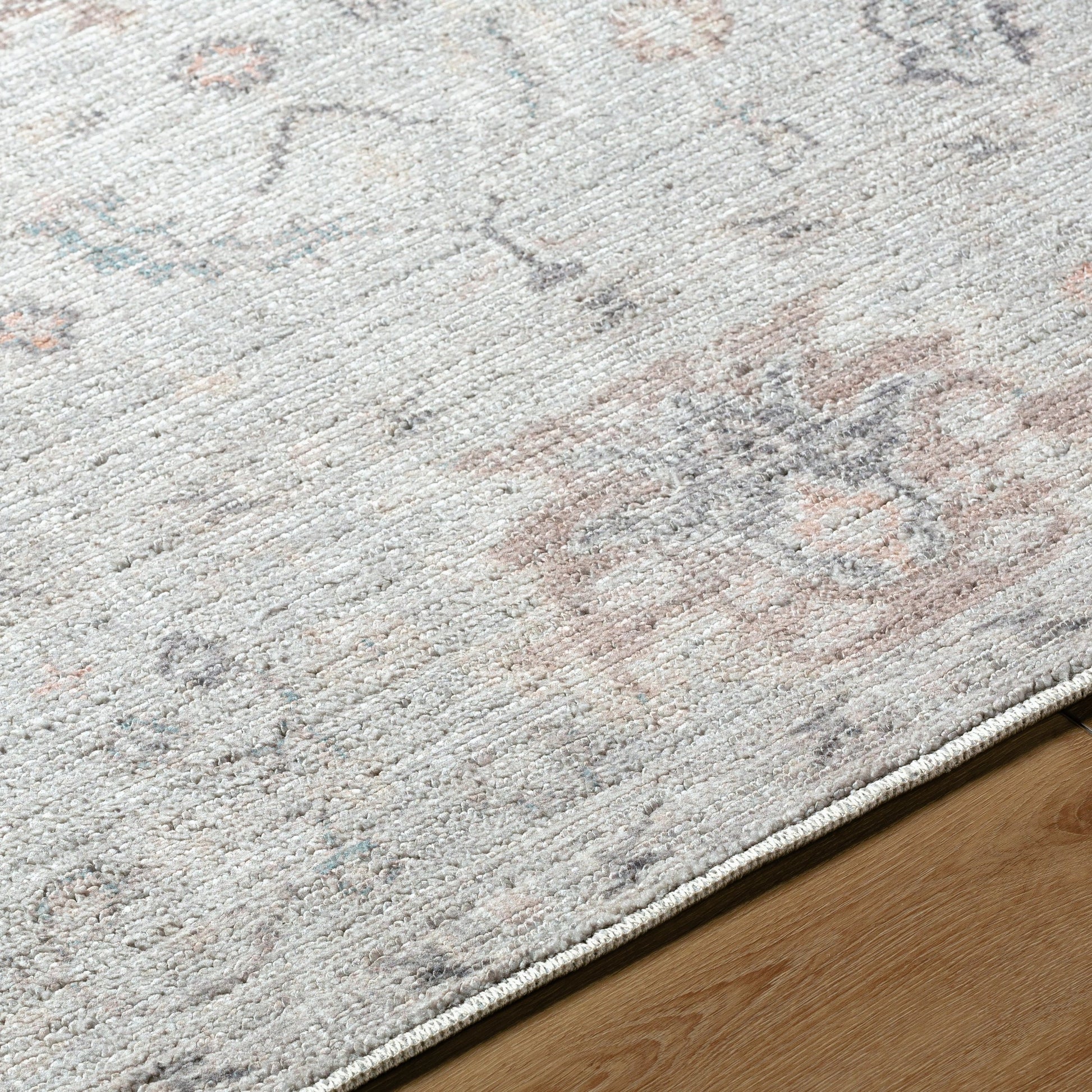 Marlon Rug - 526221 by Livabliss in light slate, gray, tan, medium brown, dusty pink. Made from face: 100% polyester, warp: 100% cotton in a unique styl