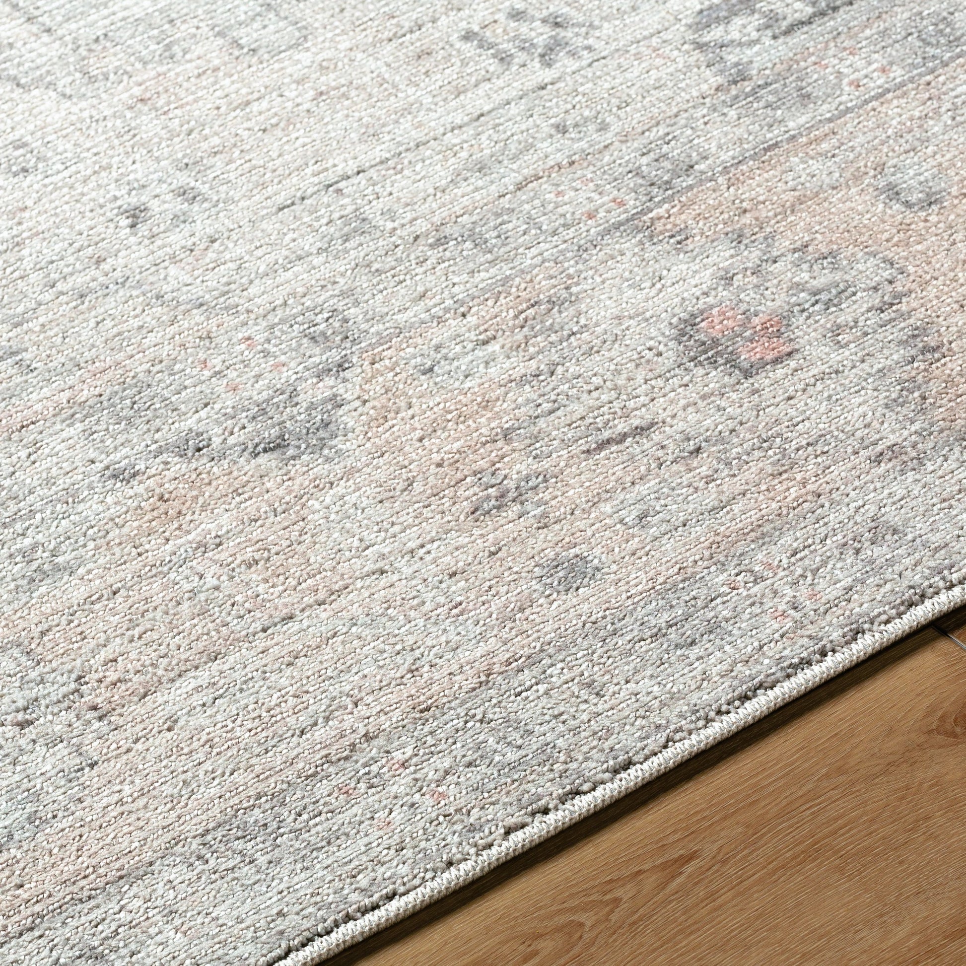 Marlon Rug - 526232 by Livabliss in light beige, light gray, gray, tan, dusty pink, dusty coral. Made from face: 100% polyester, warp: 100% cotton in a 