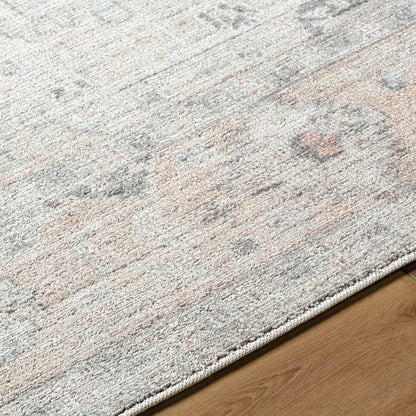 Marlon Rug - 526232 by Livabliss in light beige, light gray, gray, tan, dusty pink, dusty coral. Made from face: 100% polyester, warp: 100% cotton in a 