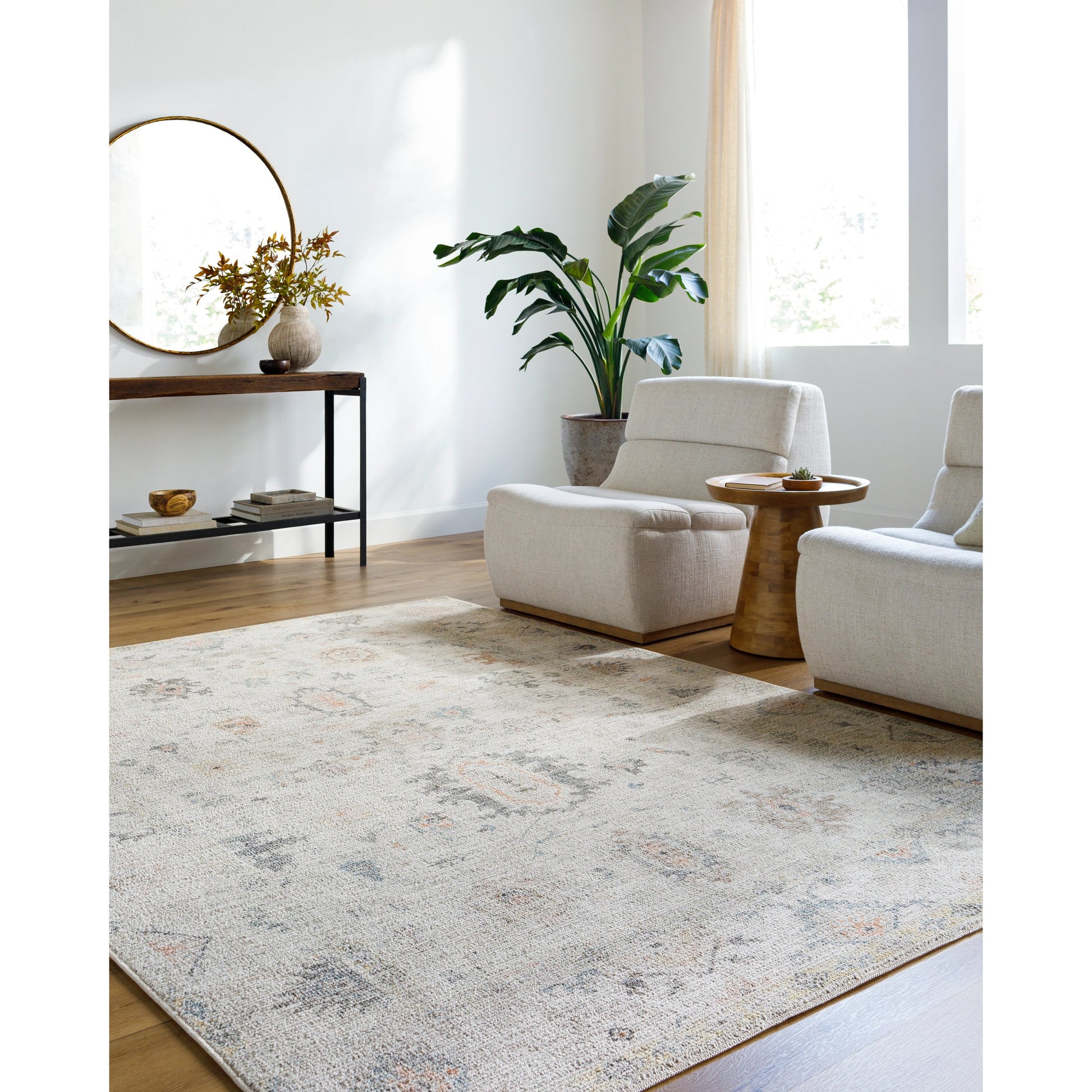 Marlon Rug - 526243 by Livabliss in light gray, charcoal, gray, medium gray, medium brown, orange. Made from face: 100% polyester, warp: 100% cotton in a unique style.