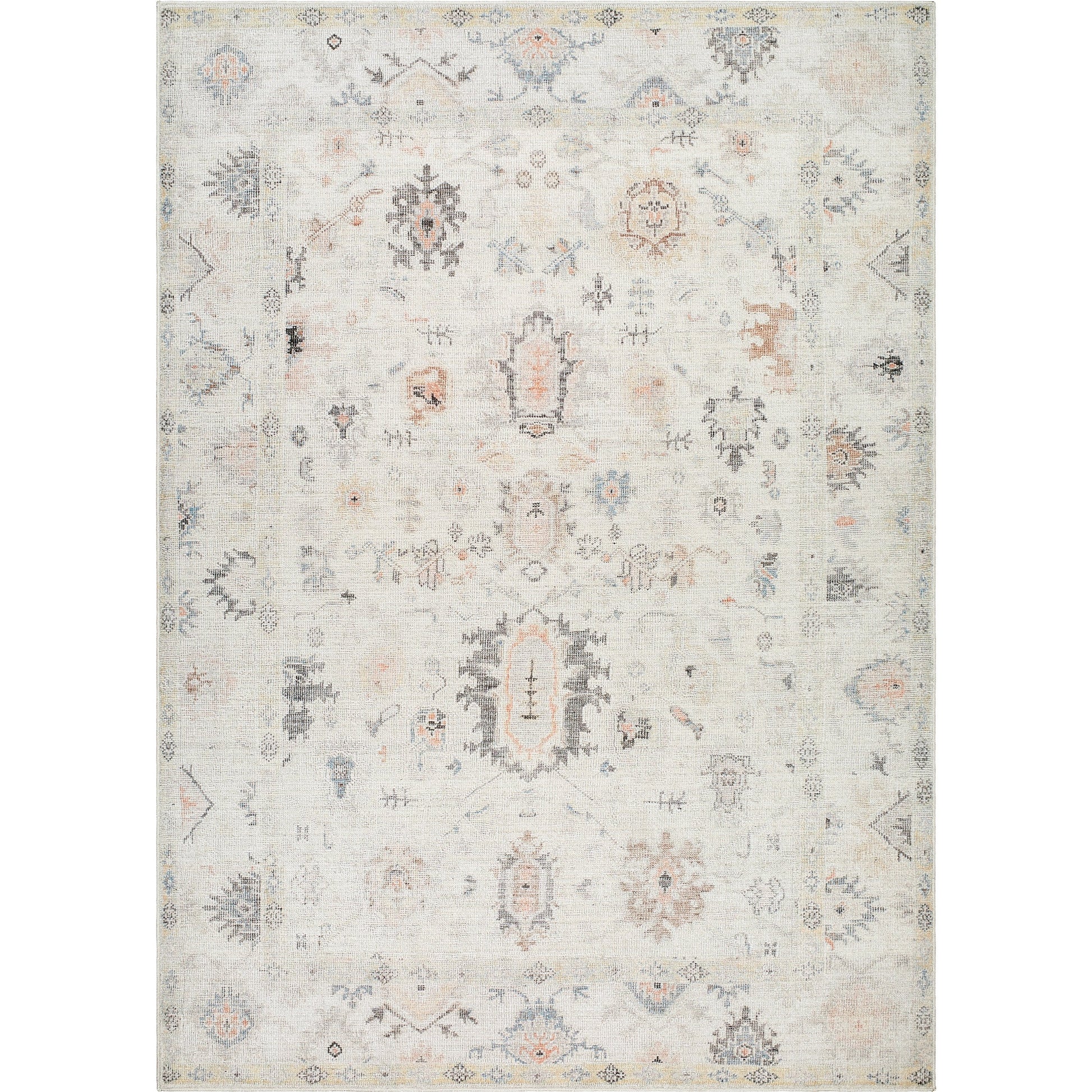 Marlon Rug - 526243 by Livabliss in light gray, charcoal, gray, medium gray, medium brown, orange. Made from face: 100% polyester, warp: 100% cotto