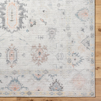 Marlon Rug - 526243 by Livabliss in light gray, charcoal, gray, medium gray, medium brown, orange. Made from face: 100% polyester, warp: 100% cotton in a unique st
