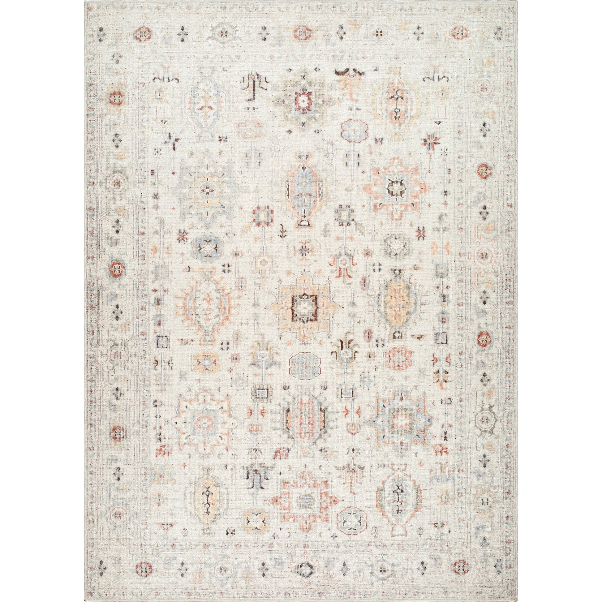 Marlon Rug - 526254 by Livabliss in ivory, wheat, gray, dark brown, dusty coral, sage. Made from face: 100% polyester, warp: 100% cotton in a uniqu