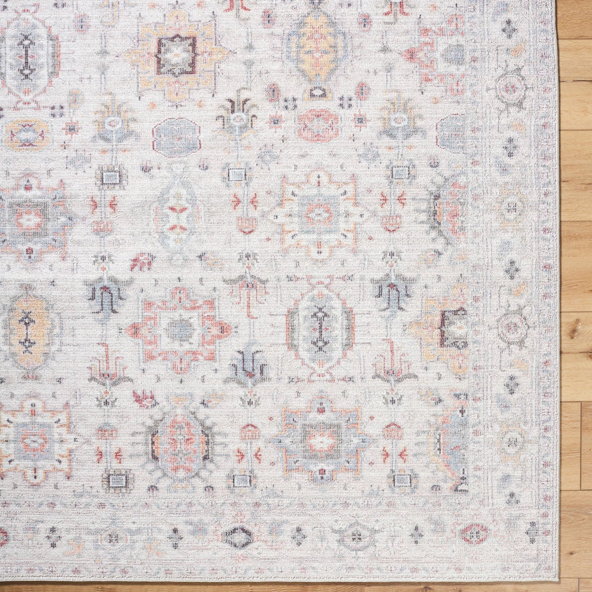 Marlon Rug - 526254 by Livabliss in ivory, wheat, gray, dark brown, dusty coral, sage. Made from face: 100% polyester, warp: 100% cotton in a unique style.