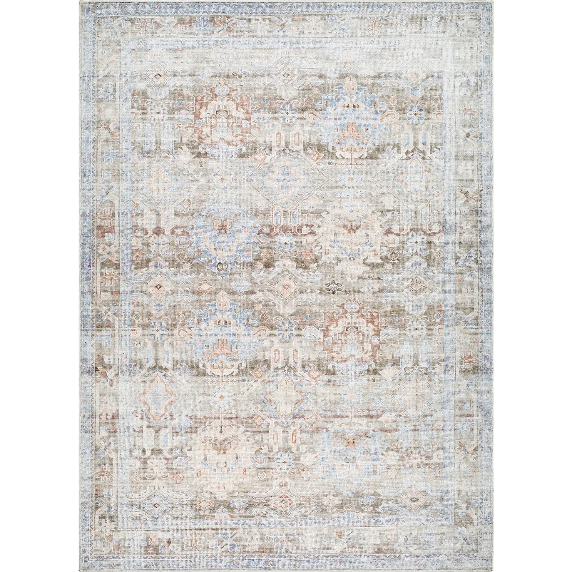Marlon Rug - 526265 by Livabliss in olive, light olive, medium brown, denim, light beige, dusty pink. Made from face: 100% polyester, warp: 100% co