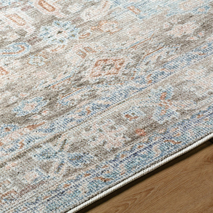 Marlon Rug - 526265 by Livabliss in olive, light olive, medium brown, denim, light beige, dusty pink. Made from face: 100% polyester, warp: 100% cotton 