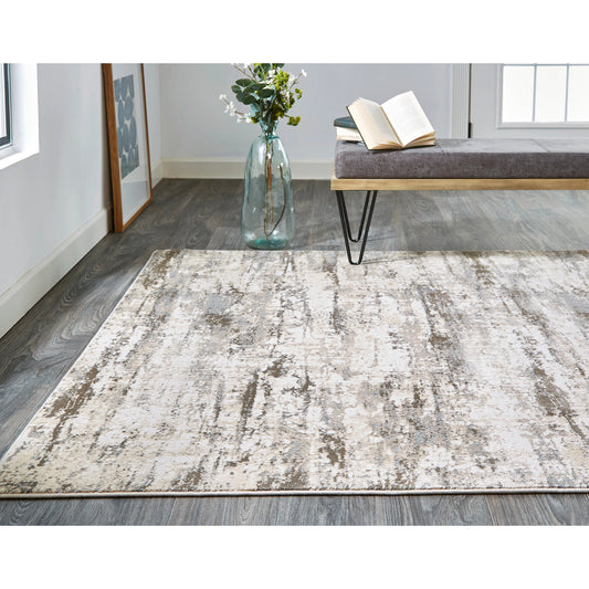 Parker Transitional Rug - 3719F by Feizy in ivory, brown. Made from viscose, polyester in a unique style.