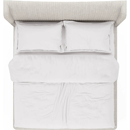 Mezzanine Upholstered Shelter Bed by A.R.T. Furniture in dove gray. Made from parawood, poplar solids, foam, fabric in a modern style.