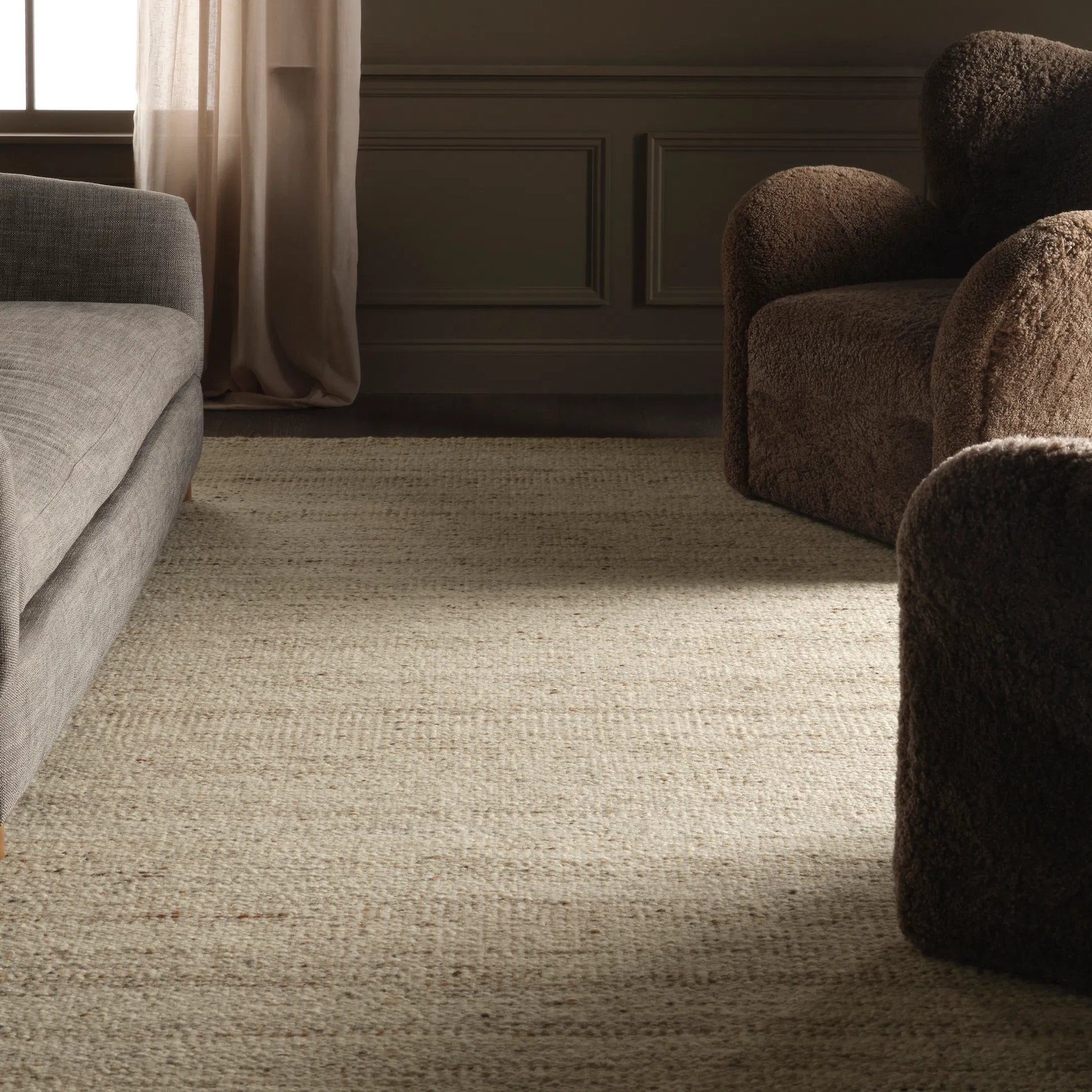 Melera MLR02 Rug by Jaipur Living in tan, taupe. Made from 80% wool 20% jute in a unique style.