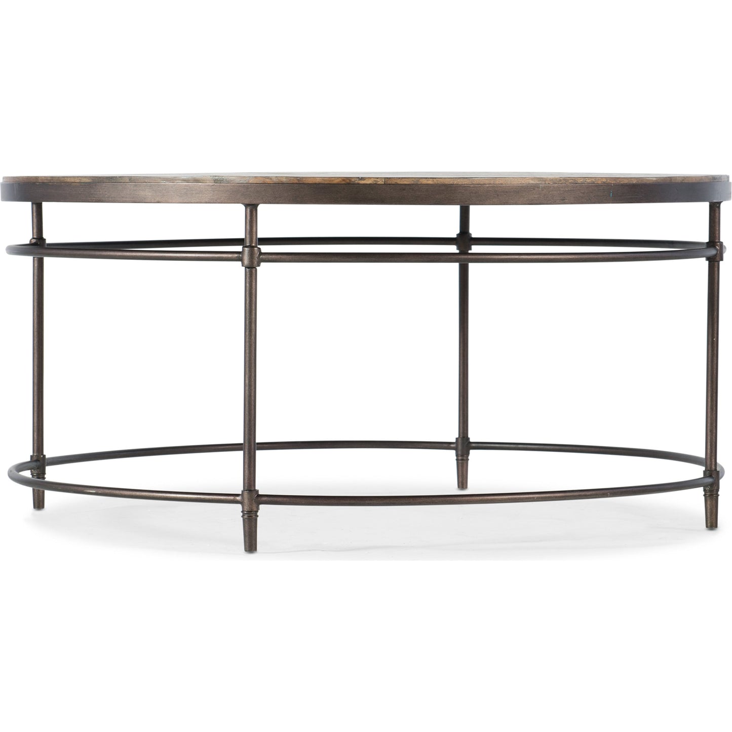 001 SI-1749754 | Primary Silo | St. Armand Round Cocktail Table by Hooker Furniture in natural, antique bronze. Made from acacia solids, metal in a modern style.