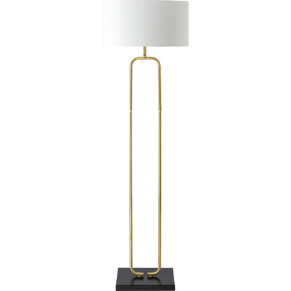 Molto - 528932 by Surya in metallic brass, white, black, translucent and plated. Made from body: metal, shade (outside): linen, finial: metal in a modern style.
